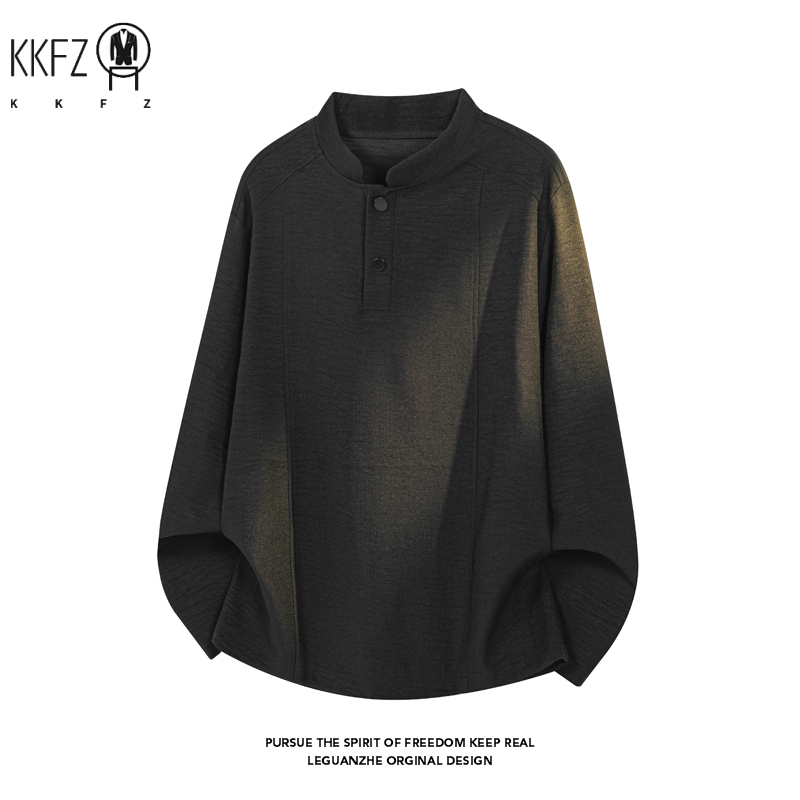 Sewing Gathering - Erkek Minimalist Mandarin Yaka Uzun Kollu
